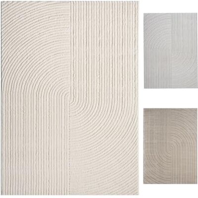 VIMODA Modern laagpolig tapijt, boho, woonkamer, slaapkamer, dun, 3D-effect, extra diep, onderhoudsvriendelijk, kleur:crème, afmetingen: 120 x 170 cm VIMODA Modern laagpolig tapijt, boho, woonkamer, slaapkamer, dun, 3D-effect, extra diep, onderhoudsvriendelijk, kleur:crème, afmetingen: 120 x 170 cm