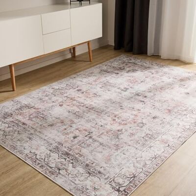 benuta Basic George Vloerkleed voor de woonkamer, crème/taupe, 160 x 230 cm, wasbaar, rechthoekig, vintage, elegant, retro tapijt voor slaapkamer, hal, eetkamer benuta Basic George Vloerkleed voor de woonkamer, crème/taupe, 160 x 230 cm, wasbaar, rechthoekig, vintage, elegant, retro tapijt voor slaapkamer, hal, eetkamer