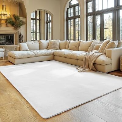 SIMPEX Vloerkleed wit, 200 x 280 cm, laagpolig tapijt, wasbaar, antislip en zacht, modern effen design, voor woonkamer, slaapkamer, keuken en kinderkamer SIMPEX Vloerkleed wit, 200 x 280 cm, laagpolig tapijt, wasbaar, antislip en zacht, modern effen design, voor woonkamer, slaapkamer, keuken en kinderkamer
