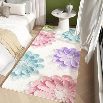 ART Pluizig vloerkleed voor kinderen, jongens en meisjes, 72 x 120 cm, wasbaar, antislip, extra zacht, schattig bloemenpatroon voor kinderkamer, babykamer, slaapkamer ART Pluizig vloerkleed voor kinderen, jongens en meisjes, 72 x 120 cm, wasbaar, antislip, extra zacht, schattig bloemenpatroon voor kinderkamer, babykamer, slaapkamer