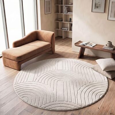 TT Home Shaggy Tapijt voor slaapkamer, hoogpolig, boho, Scandi, abstract, effen, wasbaar, geometrisch, kleur: lichtbeige, lichtcrème, afmetingen: 160 cm rond TT Home Shaggy Tapijt voor slaapkamer, hoogpolig, boho, Scandi, abstract, effen, wasbaar, geometrisch, kleur: lichtbeige, lichtcrème, afmetingen: 160 cm rond