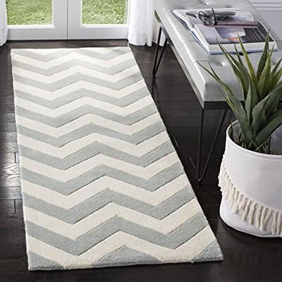 SAFAVIEH Tapijt voor binnen, handgemaakt, collectie Chatham, CHT715, in grijs/ivoor, 69 x 213 cm, voor woonkamer, slaapkamer of elke andere binnenruimte van Safavih. SAFAVIEH Tapijt voor binnen, handgemaakt, collectie Chatham, CHT715, in grijs/ivoor, 69 x 213 cm, voor woonkamer, slaapkamer of elke andere binnenruimte van Safavih.