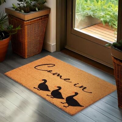 BRUBAKER Deurmat voor binnen en buiten, 45 x 75 cm, met ganzen, 100% kokos, weerbestendig en antislip, bruin BRUBAKER Deurmat voor binnen en buiten, 45 x 75 cm, met ganzen, 100% kokos, weerbestendig en antislip, bruin