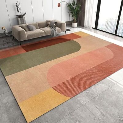 PAJEON Kleurrijk Retro Roze Oranje Geometrisch Gedrukt Decoratief Tapijt, 140 x 200 cm Laagpolig Slaapkamer Tapijt, Deurmat Binnendeurmat voor Slaapkamer Woonkamer PAJEON Kleurrijk Retro Roze Oranje Geometrisch Gedrukt Decoratief Tapijt, 140 x 200 cm Laagpolig Slaapkamer Tapijt, Deurmat Binnendeurmat voor Slaapkamer Woonkamer