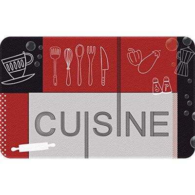 ID MAT Decor Keuken Rood Zwart, Kunstvezel, Grijs, 50 x 80 ID MAT Decor Keuken Rood Zwart, Kunstvezel, Grijs, 50 x 80