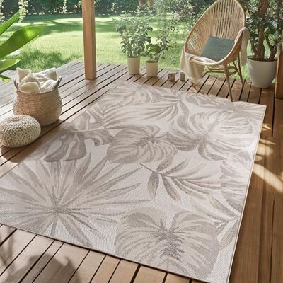 SIMPEX Vloerkleed voor buiten, beige, 240 x 340 cm, weerbestendig, uv-bestendig, onderhoudsvriendelijk, palmbladeren, voor balkon, terras, tuin, woonkamer SIMPEX Vloerkleed voor buiten, beige, 240 x 340 cm, weerbestendig, uv-bestendig, onderhoudsvriendelijk, palmbladeren, voor balkon, terras, tuin, woonkamer