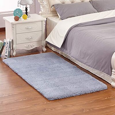 YAOTT Pluizig en superzacht tapijt voor slaapkamer, kinderkamer, shaggy antislip tapijt voor interieurdecoratie, modern langpolig, blauw-grijs, 40 x 60 cm YAOTT Pluizig en superzacht tapijt voor slaapkamer, kinderkamer, shaggy antislip tapijt voor interieurdecoratie, modern langpolig, blauw-grijs, 40 x 60 cm
