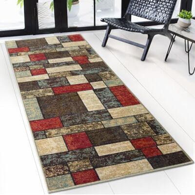 Floordirekt Tapijtloper, 80 x 200 cm, Mannheim Patch Tapijt met fijne lussen voor keuken, hal en woonkamer Floordirekt Tapijtloper, 80 x 200 cm, Mannheim Patch Tapijt met fijne lussen voor keuken, hal en woonkamer