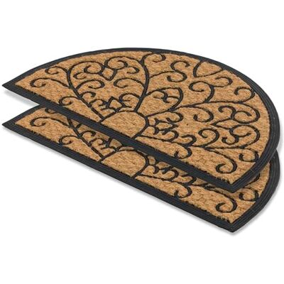 Astra Antislipmat voor buiten, weerbestendig, entreemat van rubber en kokos, tapijt, 2 stuks, 45 x 75 cm, halfrond reliëf Astra Antislipmat voor buiten, weerbestendig, entreemat van rubber en kokos, tapijt, 2 stuks, 45 x 75 cm, halfrond reliëf