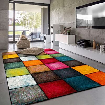 Paco Home Modern laagpolig woonkamertapijt, geometrisch 3D-motief, afmetingen: 60 x 110 cm, kleur: meerkleurig 2 Paco Home Modern laagpolig woonkamertapijt, geometrisch 3D-motief, afmetingen: 60 x 110 cm, kleur: meerkleurig 2