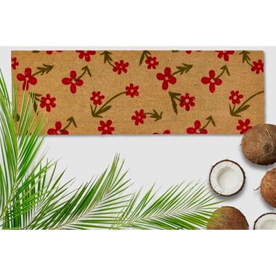 Astra Buitendeurmat, rode bloemen, kokosmat, 50 x 150 cm, natuur, 16 mm, voor binnen en buiten, antislip, vuilafstotend, zeer resistent Astra Buitendeurmat, rode bloemen, kokosmat, 50 x 150 cm, natuur, 16 mm, voor binnen en buiten, antislip, vuilafstotend, zeer resistent