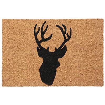 Relaxdays Kokos deurmat met hert 40x60 cm antislip deurmat weerbestendig deurmat voor binnen en buiten (natuur/zwart) Relaxdays Kokos deurmat met hert 40x60 cm antislip deurmat weerbestendig deurmat voor binnen en buiten (natuur/zwart)