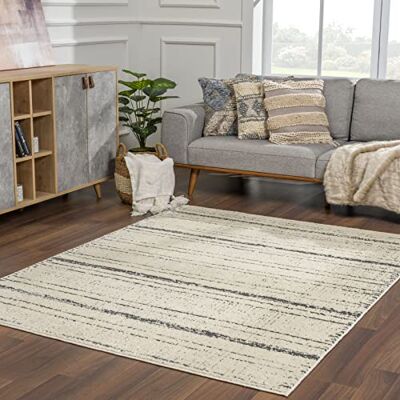 Livabliss Surya Durham Tapijt voor woonkamer, modern design, abstract design, marmerlook, voor woonkamer, eetkamer, slaapkamer tapijt van zacht marmer, tapijt met raspool, groot, 160 x 213 cm, ivoorkleurig Livabliss Surya Durham Tapijt voor woonkamer, modern design, abstract design, marmerlook, voor woonkamer, eetkamer, slaapkamer tapijt van zacht marmer, tapijt met raspool, groot, 160 x 213 cm, ivoorkleurig