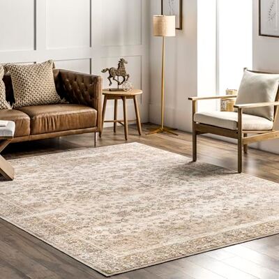 nuLOOM Deadra Vintage tapijt met bloemenpatroon, machinewasbaar, 1,5 x 2,4 m, Beige nuLOOM Deadra Vintage tapijt met bloemenpatroon, machinewasbaar, 1,5 x 2,4 m, Beige