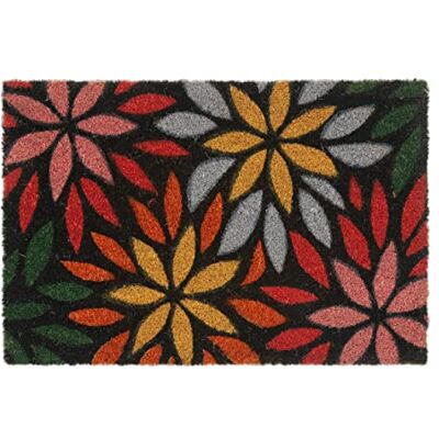 Relaxdays Kokosdeurmat, bloemenpatroon, 60 x 40 cm, voor binnen en buiten, antislip, meerkleurig Relaxdays Kokosdeurmat, bloemenpatroon, 60 x 40 cm, voor binnen en buiten, antislip, meerkleurig