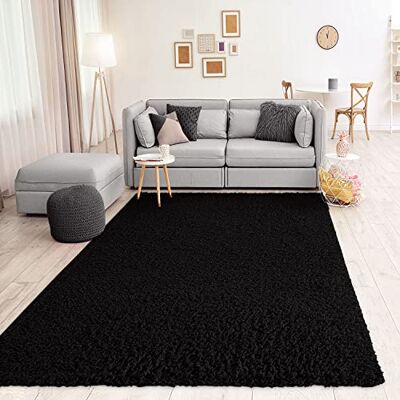 VIMODA Prime Shaggy, tapijt, kleur: hoogpolig, modern, voor woonkamer, slaapkamer, afmetingen: 150 cm vierkant, zwart, 70 x 250 cm VIMODA Prime Shaggy, tapijt, kleur: hoogpolig, modern, voor woonkamer, slaapkamer, afmetingen: 150 cm vierkant, zwart, 70 x 250 cm