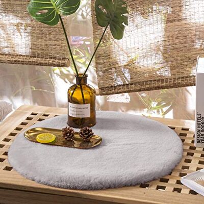 Teppich Wölkchen Pluizig vloerkleed van imitatiebont, imitatie Woonkamer Decoratie Wasbaar bontdeken als bedmat, stoelkussen grijs, 30 cm rond Teppich Wölkchen Pluizig vloerkleed van imitatiebont, imitatie Woonkamer Decoratie Wasbaar bontdeken als bedmat, stoelkussen grijs, 30 cm rond