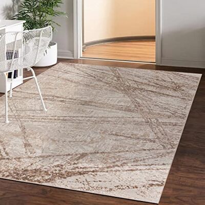 Mazovia Modern vloerkleed voor de woonkamer, groot formaat tapijt voor slaapkamer, volwassenen, modern, laagpolig tapijt voor slaapkamer en woonkamer, rug vintage abstract patroon, 240 x 330 cm, beige Mazovia Modern vloerkleed voor de woonkamer, groot formaat tapijt voor slaapkamer, volwassenen, modern, laagpolig tapijt voor slaapkamer en woonkamer, rug vintage abstract patroon, 240 x 330 cm, beige