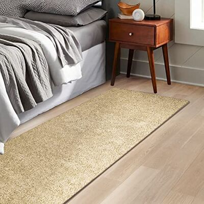 KARAT Barcelona Tapijt voor slaapkamer, woonkamer, pluizige tapijten, 80 x 160 cm, beige KARAT Barcelona Tapijt voor slaapkamer, woonkamer, pluizige tapijten, 80 x 160 cm, beige