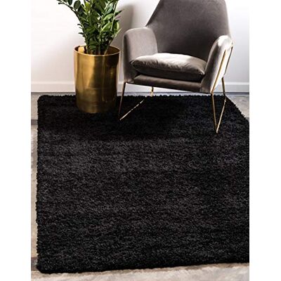 Unique Solo Solid Shaggy Collection Modern weelderig zacht pluche tapijt (rechthoekig 1,2 x 1,8 m, diepzwart) Unique Solo Solid Shaggy Collection Modern weelderig zacht pluche tapijt (rechthoekig 1,2 x 1,8 m, diepzwart)