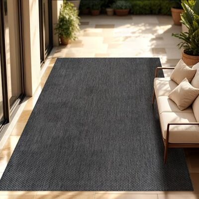 Paco Home Tapijt voor binnen en buiten, balkon, terras, keukentapijt, effen, gespikkeld, afmetingen: 200 cm, vierkant, kleur: antraciet Paco Home Tapijt voor binnen en buiten, balkon, terras, keukentapijt, effen, gespikkeld, afmetingen: 200 cm, vierkant, kleur: antraciet