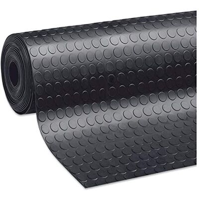 EMMEVI Tapijt van antislip rubber, afmetingen: 120 cm, dikte: 3 mm, zwart, robuust, model: voetbal, rubber, per meter EMMEVI Tapijt van antislip rubber, afmetingen: 120 cm, dikte: 3 mm, zwart, robuust, model: voetbal, rubber, per meter