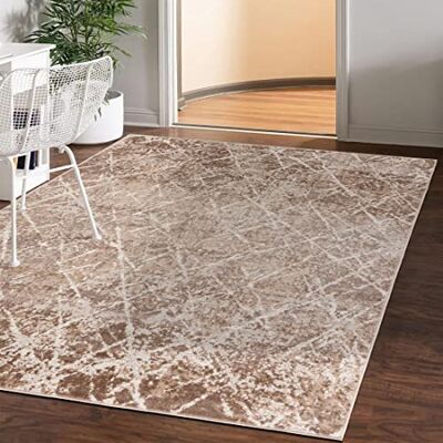 Mazovia Modern vloerkleed voor de woonkamer, groot formaat tapijt voor slaapkamer, volwassenen, modern, laagpolig tapijt voor slaapkamer en woonkamer, rug vintage abstract patroon, 200 x 300 cm, beige Mazovia Modern vloerkleed voor de woonkamer, groot formaat tapijt voor slaapkamer, volwassenen, modern, laagpolig tapijt voor slaapkamer en woonkamer, rug vintage abstract patroon, 200 x 300 cm, beige