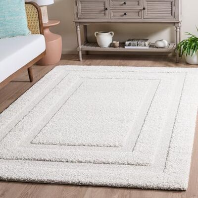 SAFAVIEH Florida Shag SG454 tapijt voor woonkamer, slaapkamer, interieur, rechthoekig, 99 x 160 cm, crèmekleurig / crème SAFAVIEH Florida Shag SG454 tapijt voor woonkamer, slaapkamer, interieur, rechthoekig, 99 x 160 cm, crèmekleurig / crème