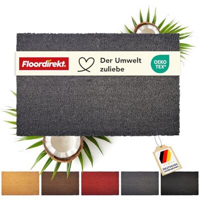 Floordirekt Deurmat voor binnen en buiten, 60 x 90 cm, grijs, kokos, antislip, 17 mm Floordirekt Deurmat voor binnen en buiten, 60 x 90 cm, grijs, kokos, antislip, 17 mm