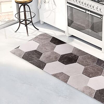 CREARREDA 83517 Keukentapijt, 120 x 50 cm, zeshoekig, Grigi vinyl, antislip en wasbaar, keukentapijt, vinyl, keukentapijt, antislip en wasbaar, 100% Made in Italy CREARREDA 83517 Keukentapijt, 120 x 50 cm, zeshoekig, Grigi vinyl, antislip en wasbaar, keukentapijt, vinyl, keukentapijt, antislip en wasbaar, 100% Made in Italy