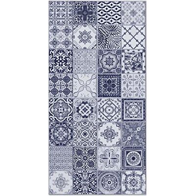 Panorama Nijar Vloerkleed van vinyl, tegels, cement, blauw, 80 x 300 cm, keukentapijt van pvc, linoleum, vinyl, antislip, wasbaar, vuurvast, tapijt voor keuken, kantoor, woonkamer, vloerbescherming Panorama Nijar Vloerkleed van vinyl, tegels, cement, blauw, 80 x 300 cm, keukentapijt van pvc, linoleum, vinyl, antislip, wasbaar, vuurvast, tapijt voor keuken, kantoor, woonkamer, vloerbescherming