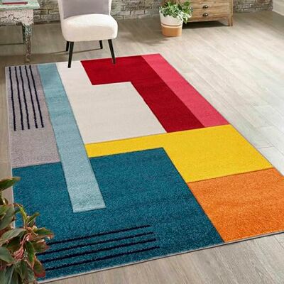 Mazovia Vloerkleed voor woonkamer, 120 x 170 cm, geometrisch, zacht Tapijt voor slaapkamer, kantoor, eetkamer, onderhoudsvriendelijk, bestand tegen reinigingsmiddelen, korte pool Mazovia Vloerkleed voor woonkamer, 120 x 170 cm, geometrisch, zacht Tapijt voor slaapkamer, kantoor, eetkamer, onderhoudsvriendelijk, bestand tegen reinigingsmiddelen, korte pool
