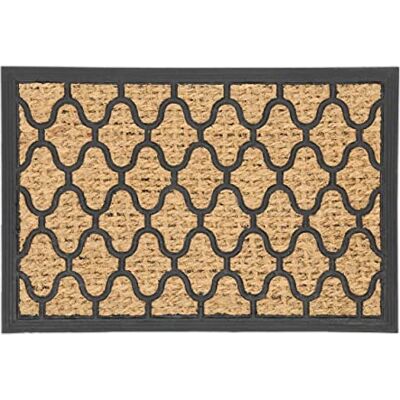Relaxdays Deurmat van rubber en kokosvezel, 40 x 60 cm, antislip achterkant, voor binnen en buiten, natuur/zwart Relaxdays Deurmat van rubber en kokosvezel, 40 x 60 cm, antislip achterkant, voor binnen en buiten, natuur/zwart