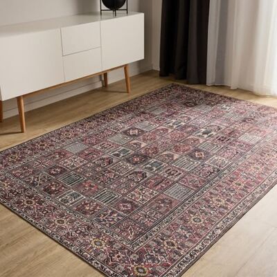benuta Basic George Vloerkleed voor de woonkamer, meerkleurig, rood, 160 x 230 cm, wasbaar, rechthoekig, vintage, elegant, retro tapijt voor slaapkamer, hal, eetkamer benuta Basic George Vloerkleed voor de woonkamer, meerkleurig, rood, 160 x 230 cm, wasbaar, rechthoekig, vintage, elegant, retro tapijt voor slaapkamer, hal, eetkamer