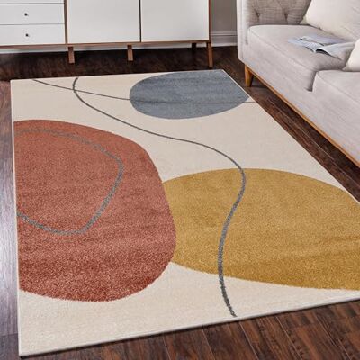 Mazovia Vloerkleed voor de woonkamer, 80 x 150 cm, crème, geometrisch Tapijt voor slaapkamer, kantoor, eetkamer, beige, vloerverwarming, onderhoudsvriendelijk, mechanisch geweven, middellang Mazovia Vloerkleed voor de woonkamer, 80 x 150 cm, crème, geometrisch Tapijt voor slaapkamer, kantoor, eetkamer, beige, vloerverwarming, onderhoudsvriendelijk, mechanisch geweven, middellang