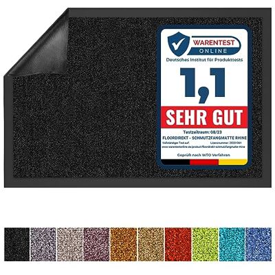 Floordirekt Anti-vuil mat "Rhine" Wasbare en effectieve vloermat / deurmat met antislip achterkant polyamide antislip 120 x 300 cm zwart Floordirekt Anti-vuil mat "Rhine" Wasbare en effectieve vloermat / deurmat met antislip achterkant polyamide antislip 120 x 300 cm zwart