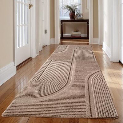 Carpetsale24 Scandinavisch tapijt, effen, beige, 80 x 250 cm, decoratief zacht en wasbaar tapijt met 3D-effect, onderhoudsvriendelijk, voor woonkamer en slaapkamer Carpetsale24 Scandinavisch tapijt, effen, beige, 80 x 250 cm, decoratief zacht en wasbaar tapijt met 3D-effect, onderhoudsvriendelijk, voor woonkamer en slaapkamer