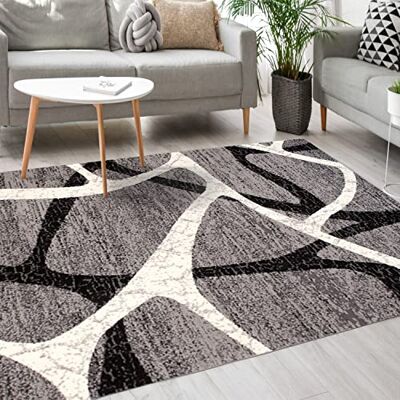 Mazovia Modern tapijt tapijt voor slaapkamer, woonkamer en eetkamer robuust tapijt met zachte korte pool woonkamertapijt Oeko-Tex collectie ATENA grijs 180 x 250 cm Mazovia Modern tapijt tapijt voor slaapkamer, woonkamer en eetkamer robuust tapijt met zachte korte pool woonkamertapijt Oeko-Tex collectie ATENA grijs 180 x 250 cm