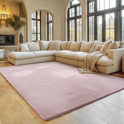 SIMPEX Vloerkleed roze, 140 x 200 cm, laagpolig tapijt, wasbaar, antislip en zacht, modern effen design, voor woonkamer, slaapkamer, keuken en kinderkamer SIMPEX Vloerkleed roze, 140 x 200 cm, laagpolig tapijt, wasbaar, antislip en zacht, modern effen design, voor woonkamer, slaapkamer, keuken en kinderkamer