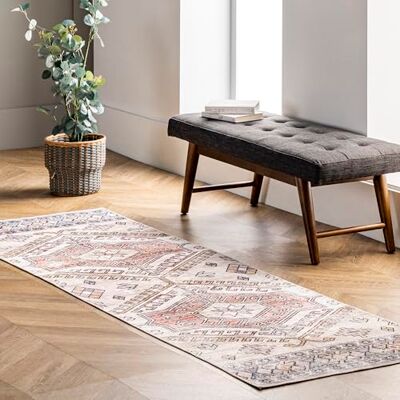 nuLOOM Mae Tapijtloper, wasbaar, tribal-design, 0,7 x 3 m, perzikkleurig nuLOOM Mae Tapijtloper, wasbaar, tribal-design, 0,7 x 3 m, perzikkleurig
