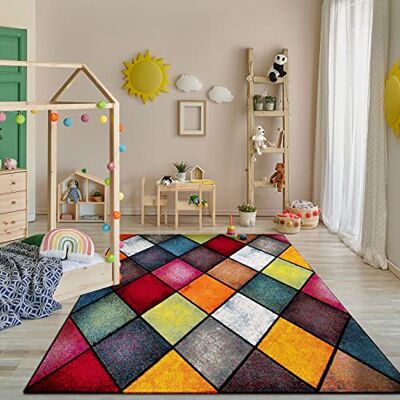 Paco Home Modern laagpolig woonkamertapijt, geometrisch 3D-motief, afmetingen: 80 x 150 cm, kleur: meerkleurig 3 Paco Home Modern laagpolig woonkamertapijt, geometrisch 3D-motief, afmetingen: 80 x 150 cm, kleur: meerkleurig 3