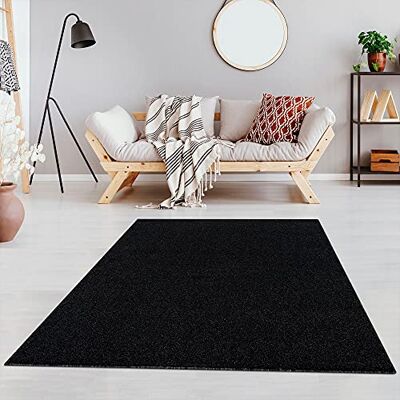 Jimri Fashion4Home Woonkamertapijt, effen, tapijt voor kinderkamer, slaapkamer, kantoor, hal en keuken, tapijt met korte pool, antraciet/zwart, afmetingen 140 x 200 cm Jimri Fashion4Home Woonkamertapijt, effen, tapijt voor kinderkamer, slaapkamer, kantoor, hal en keuken, tapijt met korte pool, antraciet/zwart, afmetingen 140 x 200 cm