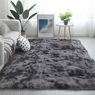 Tinyboy-hbq Shaggy tapijt voor slaapkamer en woonkamer, groot vloerkleed voor hal, zacht, hoogpolig, pluizig, antislip vloerkleed, antislip, voor woonkamer, slaapkamer en kinderkamer (185 x 185 cm, grijs/zwart) Tinyboy-hbq Shaggy tapijt voor slaapkamer en woonkamer, groot vloerkleed voor hal, zacht, hoogpolig, pluizig, antislip vloerkleed, antislip, voor woonkamer, slaapkamer en kinderkamer (185 x 185 cm, grijs/zwart)
