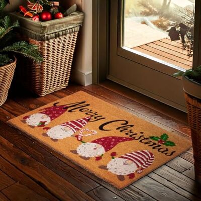 BRUBAKER Kerstdeurmat voor binnen en buiten, Merry Christmas met dwergkabouter, 45 x 75 cm, antislip, weerbestendig en antislip BRUBAKER Kerstdeurmat voor binnen en buiten, Merry Christmas met dwergkabouter, 45 x 75 cm, antislip, weerbestendig en antislip