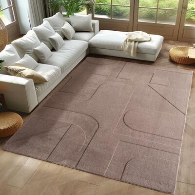 Carpetsale24 Boho tapijt, 160 x 230 cm, beige, zacht Scandinavisch laagpolig tapijt met 3D-effect, wasbaar en onderhoudsvriendelijk, modern tapijt voor woonkamer, eetkamer of slaapkamer Carpetsale24 Boho tapijt, 160 x 230 cm, beige, zacht Scandinavisch laagpolig tapijt met 3D-effect, wasbaar en onderhoudsvriendelijk, modern tapijt voor woonkamer, eetkamer of slaapkamer