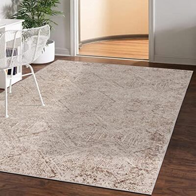 Mazovia Modern vloerkleed voor de woonkamer, groot formaat tapijt voor slaapkamer, volwassenen, modern, laagpolig tapijt voor slaapkamer en woonkamer, rug vintage abstract patroon, 120 x 170 cm, beige Mazovia Modern vloerkleed voor de woonkamer, groot formaat tapijt voor slaapkamer, volwassenen, modern, laagpolig tapijt voor slaapkamer en woonkamer, rug vintage abstract patroon, 120 x 170 cm, beige