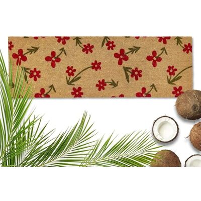 Astra Buitendeurmat, rode bloemen, kokosmat, 40 x 100 cm, natuur, 16 mm, voor binnen en buiten, antislip, vuilafstotend, zeer resistent Astra Buitendeurmat, rode bloemen, kokosmat, 40 x 100 cm, natuur, 16 mm, voor binnen en buiten, antislip, vuilafstotend, zeer resistent