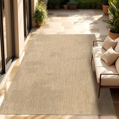Paco Home Tapijt voor binnen en buiten, balkon, terras, keukentapijt, effen, gespikkeld, afmetingen: 160 x 220 cm, kleur: naturel Paco Home Tapijt voor binnen en buiten, balkon, terras, keukentapijt, effen, gespikkeld, afmetingen: 160 x 220 cm, kleur: naturel