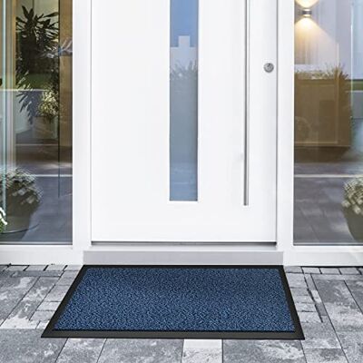 casa pura Deurmat voor de ingang , antislip, stofdicht, voor binnen, wasbaar, zeer absorberend, blauw zwart, 90 x 120 cm casa pura Deurmat voor de ingang , antislip, stofdicht, voor binnen, wasbaar, zeer absorberend, blauw zwart, 90 x 120 cm
