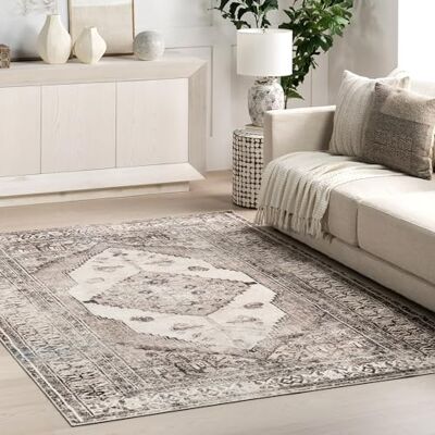 nuLOOM Gladys medaillon vintage medaillon machinewasbaar, 1,5 x 2,4 m, lichtgrijs nuLOOM Gladys medaillon vintage medaillon machinewasbaar, 1,5 x 2,4 m, lichtgrijs